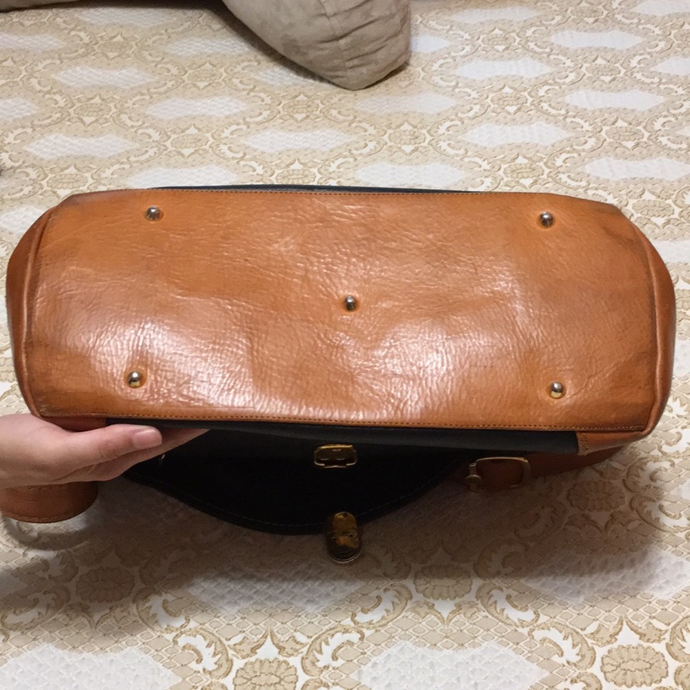 MARINO ORLANDI Genuine Leather Black/Brown ColorBlock Shoulder Bag Made in Italy - Picture 4 of 16